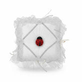 Verlobungskissen Weiss – ca. 25x25 cm elegantes Ringkissen mit Spitze und Dekoration